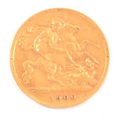 Lot 146 - A Gold Half Sovereign Coin, Victoria Veiled Head 1900.