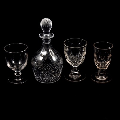 Lot 91 - Collection of Victorian and later glass including rummers and decanters.