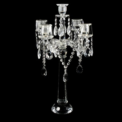 Lot 224 - A modern crystal five light candelabrum