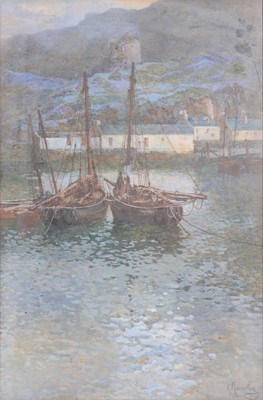 Lot 311 - K Macaulay, two fishing boats in a harbour.