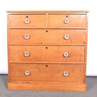 Lot 406 - Late Victorian oak chest of drawers,...