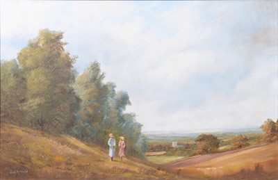 Lot 31 - Jack R Mould, Figures in a country lane