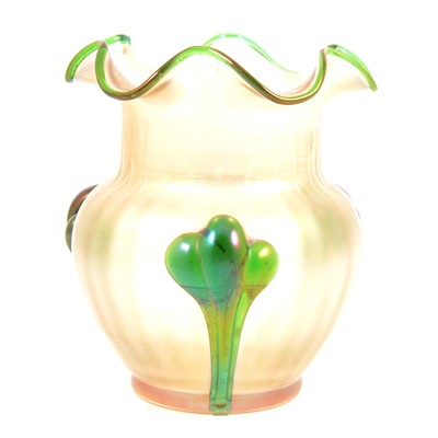 Lot 4 - Loetz style iridescent glass vase, likely Kralik