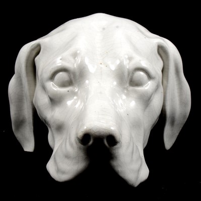 Lot 22A - Continental pottery dog head wall mask.