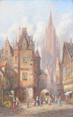 Lot 281 - H Schafer - French town scene, said to be Chartres