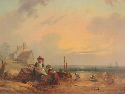 Lot 284 - Ascribed to William Collins - Children on a beach