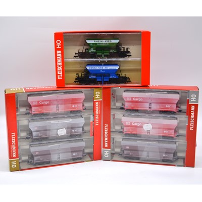 Lot 402 - Three Fleischmann HO gauge model railway gravel wagon sets including ref 80 5525