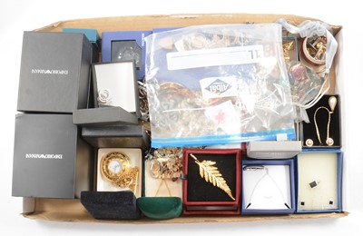 Lot 500 - A silver medallion, signet ring, gold back and front locket, costume jewellery.