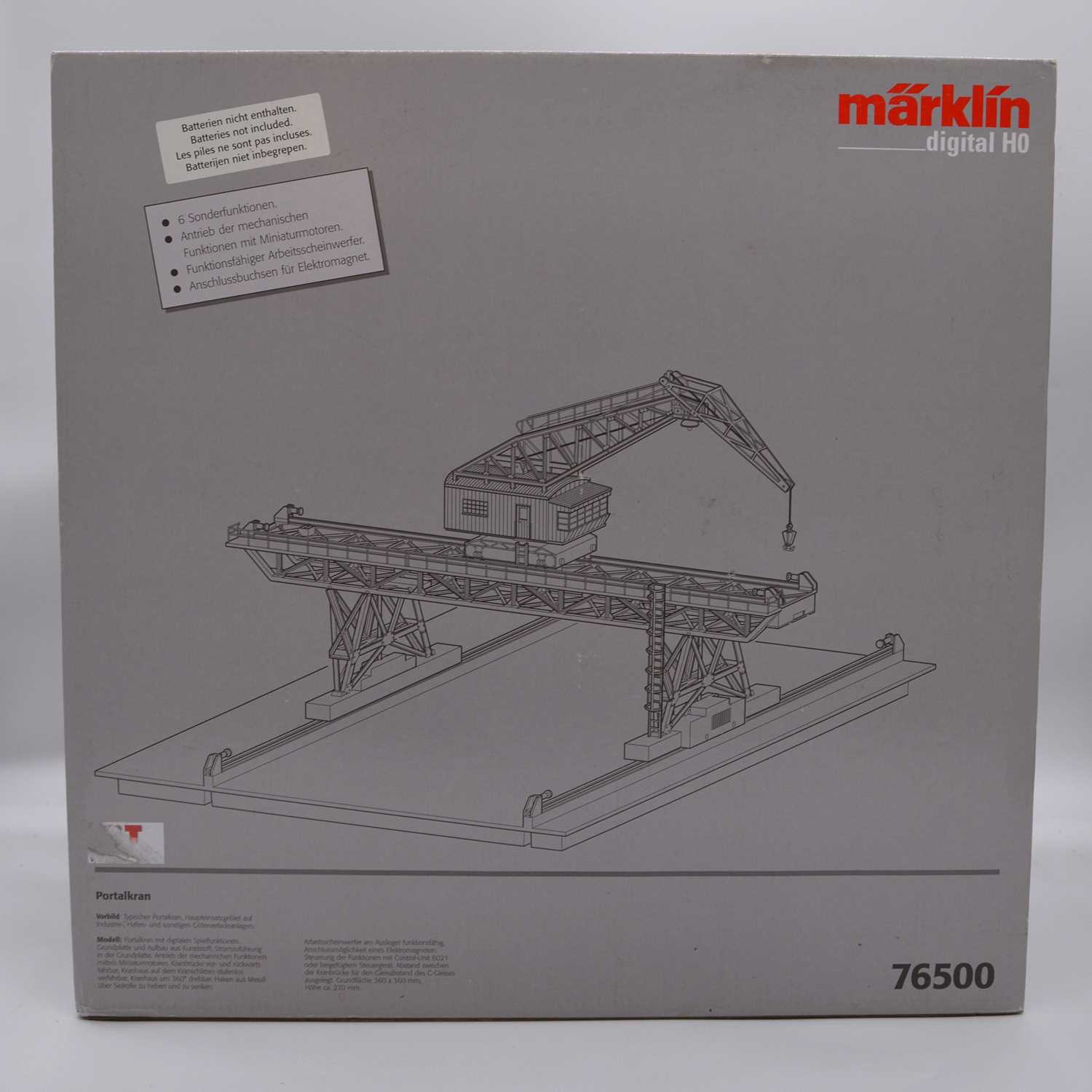 Lot 367 - Marklin Digital HO gauge model railway gantry crane ref 76500, boxed.