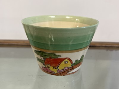 Lot 2 - Clarice Cliff, 'Orange Roof Cottage' a tapering fern vase.