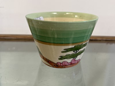 Lot 2 - Clarice Cliff, 'Orange Roof Cottage' a tapering fern vase.