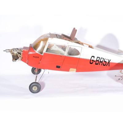 Lot 1 - Piper Pacer flying aircraft model, red body 'G-BRSA' with OS FS-120 engine.