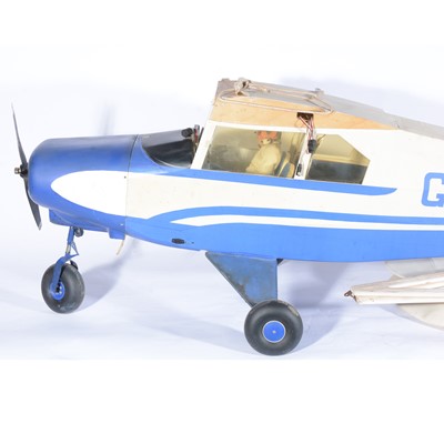 Lot 2 - Piper Tripacer flying aircraft model, blue body 'G-ARFB' with LASER glow engine.