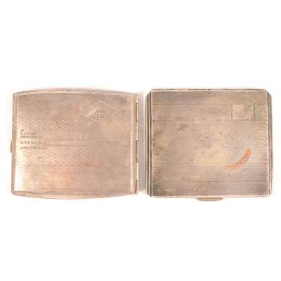 Lot 292 - Silver cigarette case, S&B, Birmingham 1946, and white metal cigarette case.