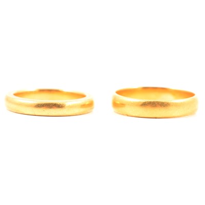 Lot 127 - Two 22 carat yellow gold wedding bands.