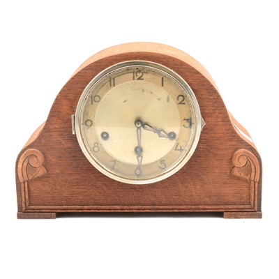 Lot 319 - Oak mantel clock and an oak wall clock