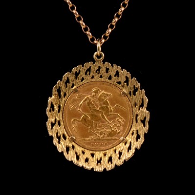 Lot 151 - A Gold Full Sovereign Coin pendant and chain.