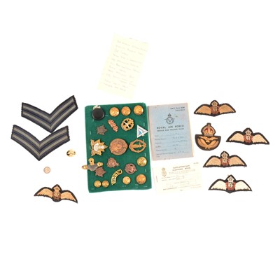 Lot 235 - RAF cloth badges, military badges and buttons.