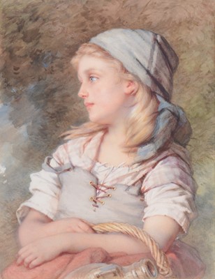 Lot 241 - Guido Bach - A girl, carrying a basket