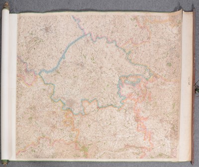 Lot 310 - An ordnance Map of Warwickshire on a roller with brass caps.