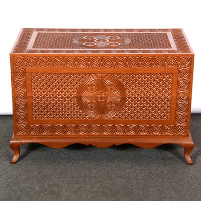 Lot 362 - Eastern carved hardwood blanket box