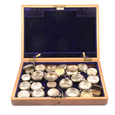 Lot 296 - Twenty-seven silver or white metal pocket watch cases.