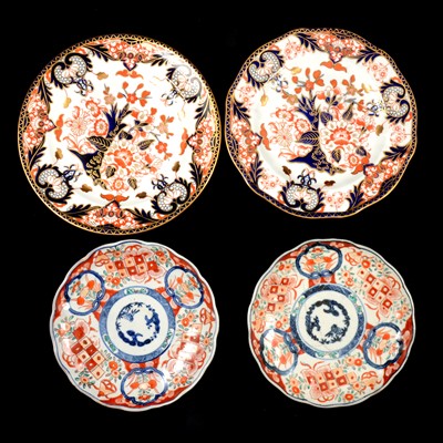 Lot 92 - Two Royal Crown Derby plates and two Imari plates.