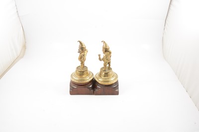 Lot 195 - Pair of Victorian brass bar top lights/lighters, Mr Punch