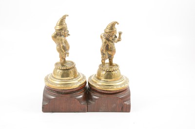 Lot 195 - Pair of Victorian brass bar top lights/lighters, Mr Punch