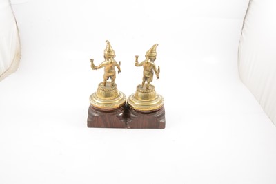 Lot 195 - Pair of Victorian brass bar top lights/lighters, Mr Punch