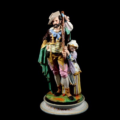 Lot 19 - French porcelain group, Traveller with child