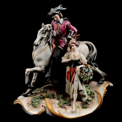 Lot 33 - Capodimonte group, Cavalier and Maiden