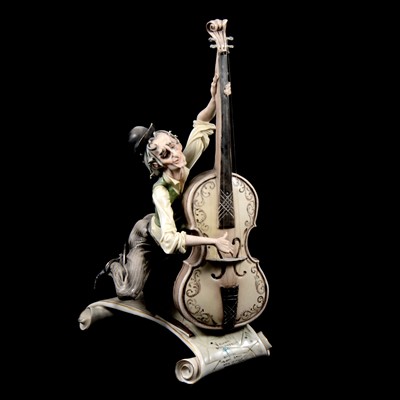 Lot 26 - Capodimonte figure, Clown Violoncello, by Tiziano Galli