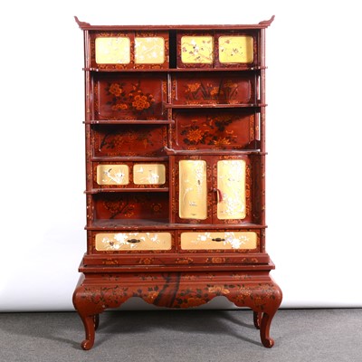 Lot 176 - Japanese red lacquered and inlaid Shodhana