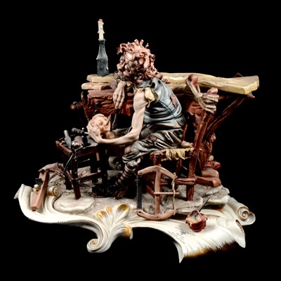 Lot 40 - Large Capodimonte group, 'Nascita di Pinocchio', by Tiziano Galli