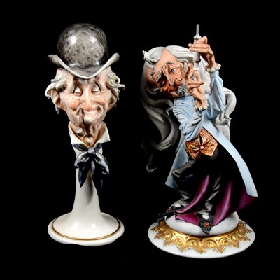 Lot 37 - Caopdimonte, a Grotesque Doctor figurine, and another of a male bust on pedestal