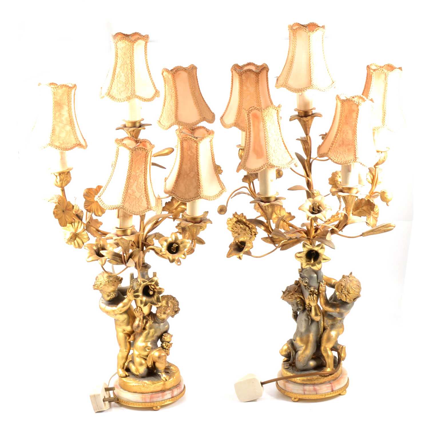 Lot 354 - Pair of late 19th Century gilt metal five