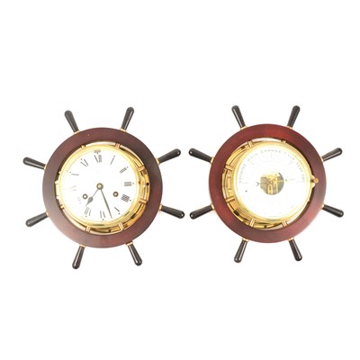 Lot 143 - Modern ship's clock and barometer, by Schatz