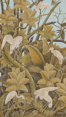 Lot 290 - South East Asian School, Storks in a forest