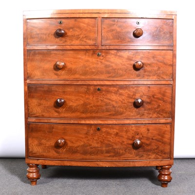 Lot 429 - Victorian mahogany bowfront chest of drawers,...