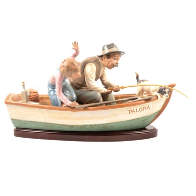 Lot 84 - Large Lladro group, 'Fishing with Gramps'/ 'Paloma'