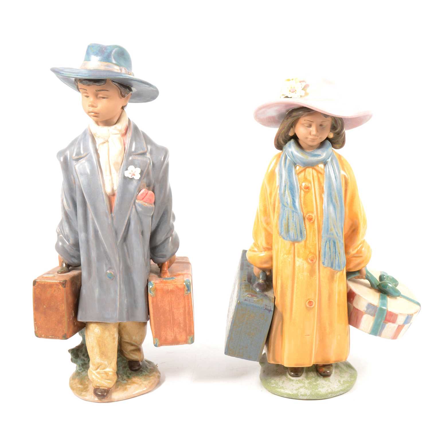 Lot 18 - Pair Lladro figures, Ready to Go, and Time to Go