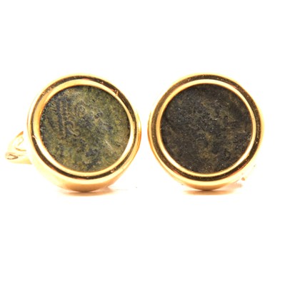 Lot 247 - A pair of earrings with Roman coin to centre.