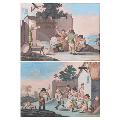 Lot 294 - After Adriaen van Ostade - Village merrymaking, a pair