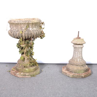 Lot 473 - Reconstituted stone pedestal planter and a matching pedestal