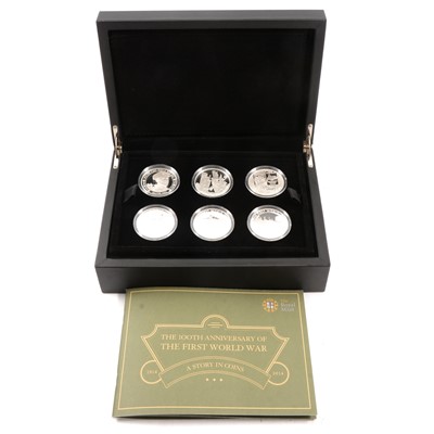 Lot 371 - A Royal Mint 100th Anniversary of the First World War: A Story in Coins 1914-2014 Silver Proof 6 Coin Set.