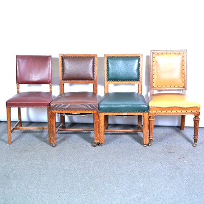 Lot 482 - Six Edwardian oak dining chairs, and others