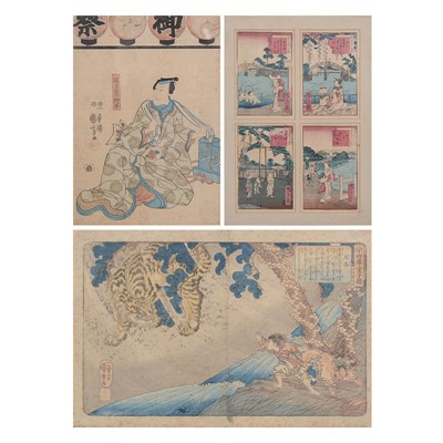 Lot 341A - Quantity of Japanese woodblock prints, 19th century