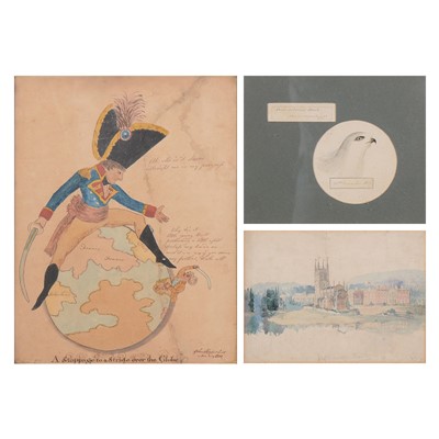 Lot 353 - Early 19th century satirical watercolour, and two 19th century watercolours
