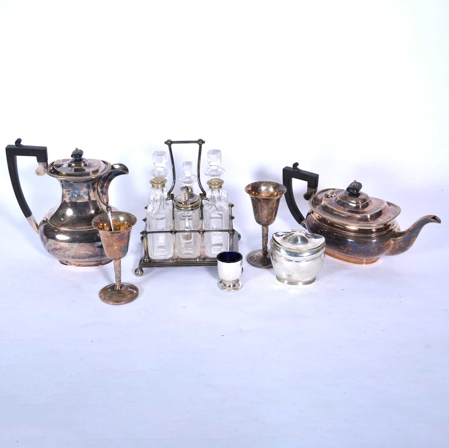 Lot 147 Silver caddy, cruet set and other